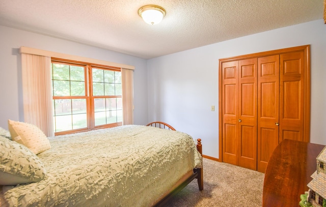 215 W State St, Coldwater, MI 49036 - bedroom with carpet flooring, a closet, and a textured ceiling