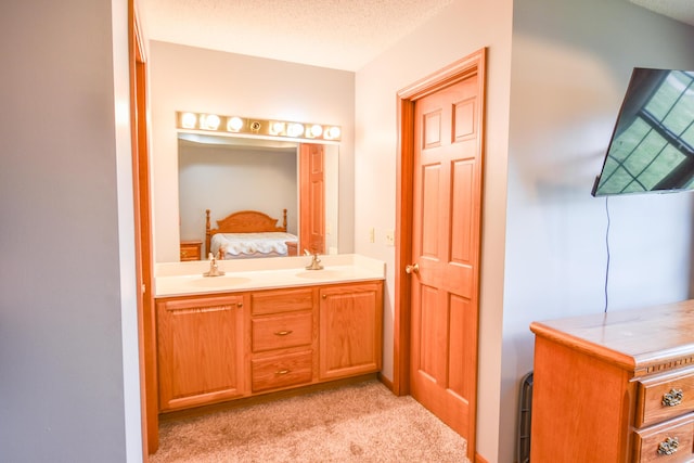 215 W State St, Coldwater, MI 49036 - ensuite bathroom with double vanity and a textured ceiling