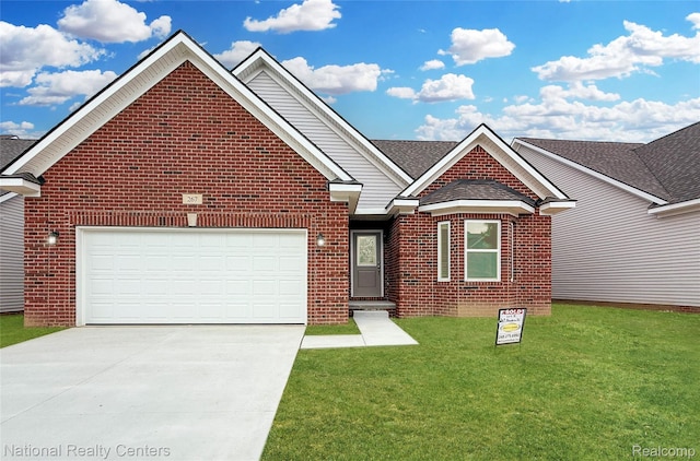 253 Devonshire Dr Unit 2, Lapeer, MI 48446 - ranch-style home with brick siding, concrete driveway, a front yard, and an attached garage