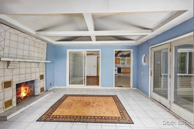 7985 Island View Dr, Newaygo, MI 49337 - view of patio / terrace with a fireplace