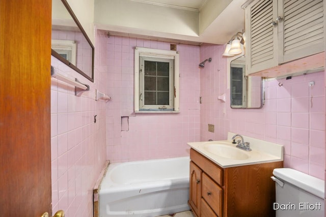 7985 Island View Dr, Newaygo, MI 49337 - bathroom with tile walls and vanity