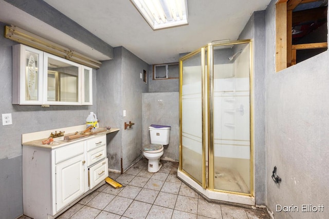 7985 Island View Dr, Newaygo, MI 49337 - full bath with vanity, a shower stall, and tile patterned flooring