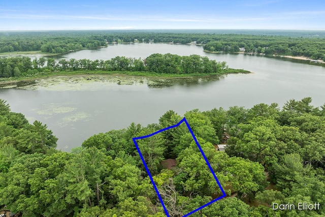 7985 Island View Dr, Newaygo, MI 49337 - aerial view of property's location featuring a nearby body of water and property parcel outlined