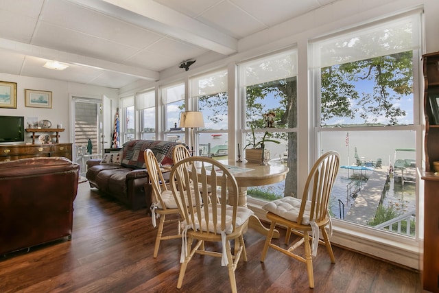 68534 Hill St, Sturgis, MI 49091 - dining room featuring wood finished floors and beamed ceiling