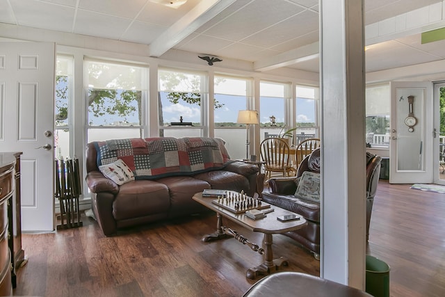 68534 Hill St, Sturgis, MI 49091 - living area with beamed ceiling and wood finished floors