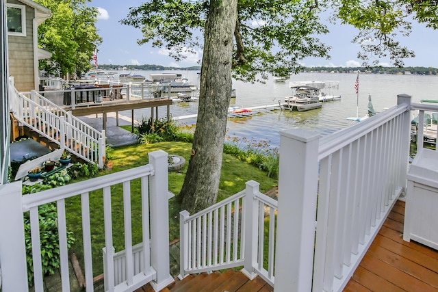 68534 Hill St, Sturgis, MI 49091 - wooden deck with a water view and a boat dock