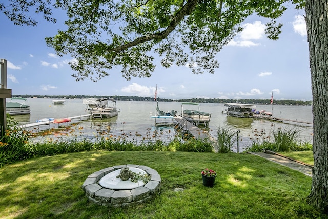 68534 Hill St, Sturgis, MI 49091 - dock featuring a water view and a lawn