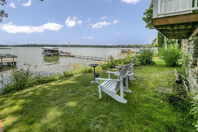 68534 Hill St, Sturgis, MI 49091 - view of grassy yard with a water view and a boat dock