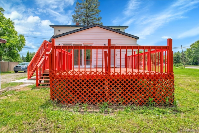 134 W Auburn Rd, Rochester, MI 48307 - back of house with a deck, a yard, and stairs