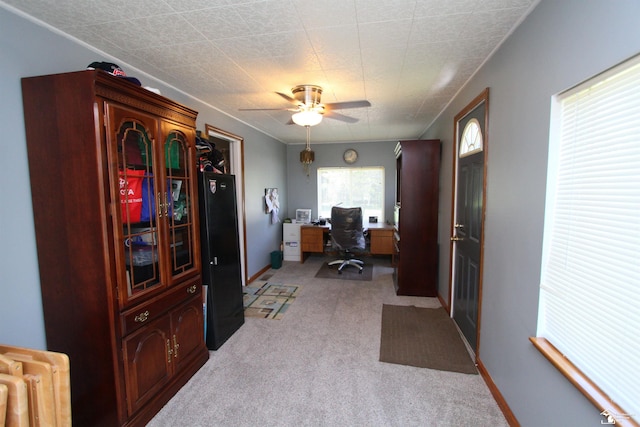 6257 E Dunbar Rd, Monroe, MI 48161 - carpeted home office with ceiling fan and baseboards