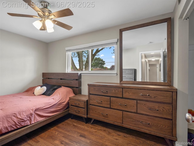29553 Pinto Dr, Warren, MI 48093 - bedroom featuring dark wood-type flooring and ceiling fan