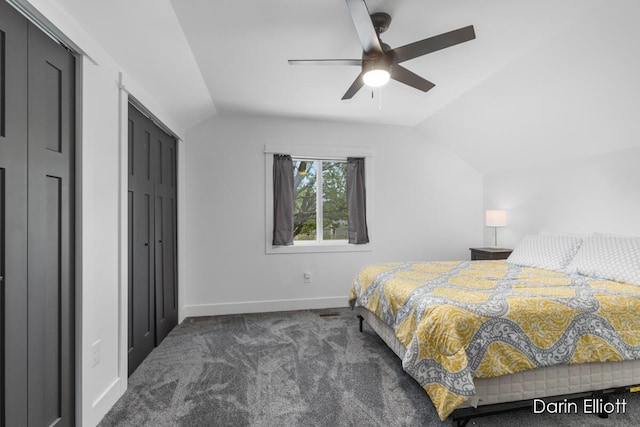 412 S Woodworth St, Corunna, MI 48817 - carpeted bedroom featuring lofted ceiling and ceiling fan