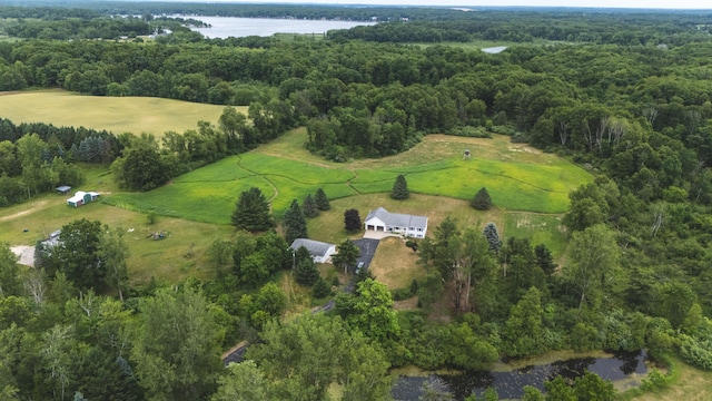 1684 W W County Line Rd, Sand Lake, MI 49343 - aerial view of property and surrounding area with a heavily wooded area and a nearby body of water