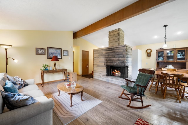 275 Benjamin St, Benton Harbor, MI 49022 - living area featuring wood finished floors, a fireplace, and recessed lighting