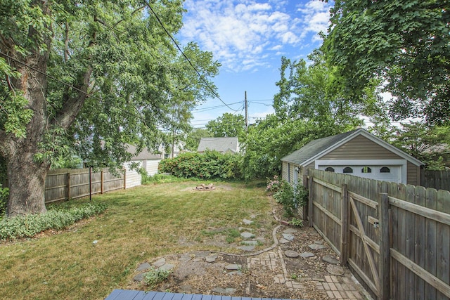 185 W 21st St, Holland, MI 49423 - fenced backyard with a garage and an outdoor fire pit