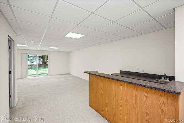 480 Hosta, Howell, MI 48843 - indoor wet bar featuring light carpet and a drop ceiling