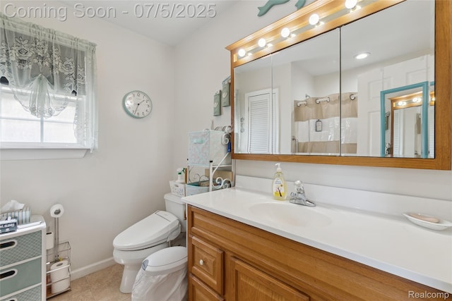 2187 Anoka St, Flint, MI 48532 - bathroom featuring vanity, tile patterned floors, and a shower with curtain