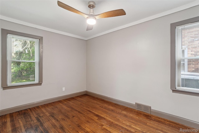 9585 Asbury Park, Detroit, MI 48227 - spare room with hardwood / wood-style floors, a ceiling fan, and crown molding