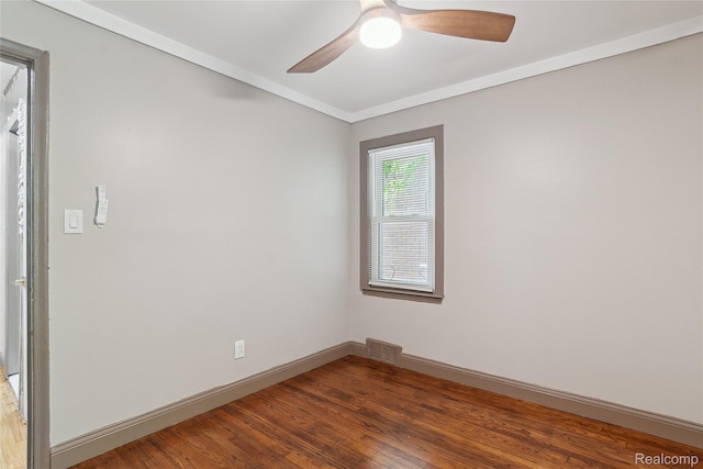 9585 Asbury Park, Detroit, MI 48227 - empty room with wood finished floors, ceiling fan, and crown molding