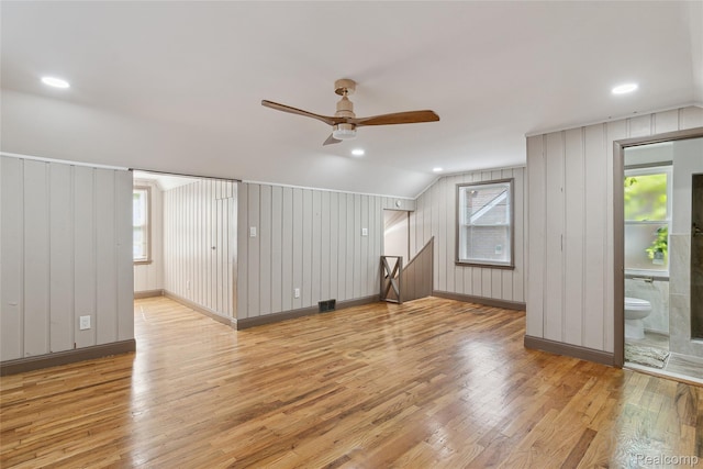9585 Asbury Park, Detroit, MI 48227 - unfurnished living room with light wood-style floors, ceiling fan, healthy amount of natural light, and recessed lighting