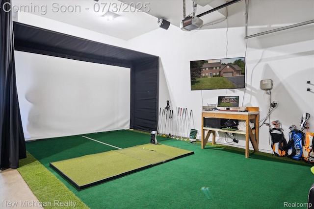 7155 Campbell Mills Ct, Brighton, MI 48116 - recreation room featuring golf simulator and carpet