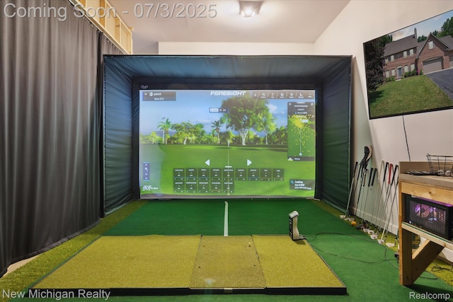 7155 Campbell Mills Ct, Brighton, MI 48116 - game room featuring golf simulator and carpet flooring
