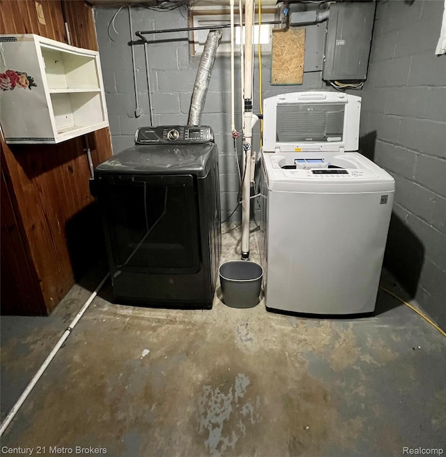 2122 Pierce St, Flint, MI 48503 - unfinished below grade area with washer and dryer and electric panel