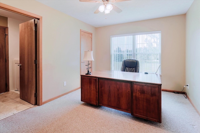 2098 Fisher Ct, Howell, MI 48855 - office featuring light carpet and ceiling fan