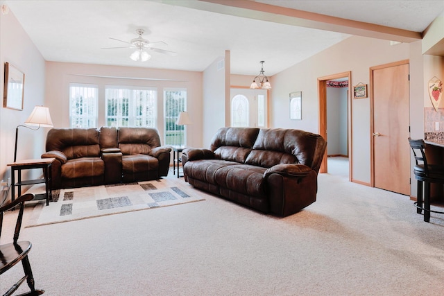 2098 Fisher Ct, Howell, MI 48855 - carpeted living room with a ceiling fan