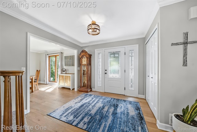 21653 Heatheridge Ln, Northville, MI 48167 - foyer entrance with crown molding and light wood-type flooring