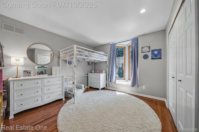 21653 Heatheridge Ln, Northville, MI 48167 - bedroom with a closet, dark wood finished floors, and recessed lighting