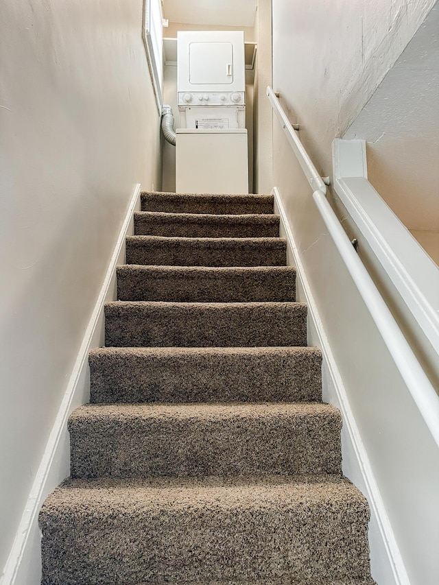 32013 Ottawa St, Westland, MI 48186 - stairway featuring estacked washer and dryer