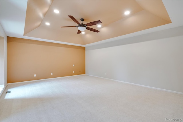 50042 Black Horse Ln, Canton, MI 48188 - unfurnished room with ceiling fan, recessed lighting, a tray ceiling, and carpet floors