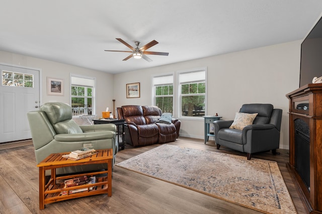 08311 W Shore Dr, Grand Junction, MI 49056 - living area featuring ceiling fan and wood finished floors