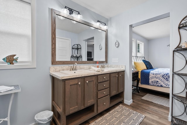 08311 W Shore Dr, Grand Junction, MI 49056 - ensuite bathroom with double vanity and wood finished floors