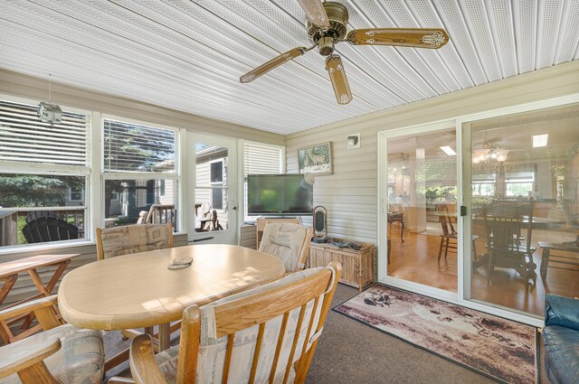 7900 Sunset Shores Dr, Canadian Lakes, MI 49346 - sunroom / solarium featuring a ceiling fan and plenty of natural light