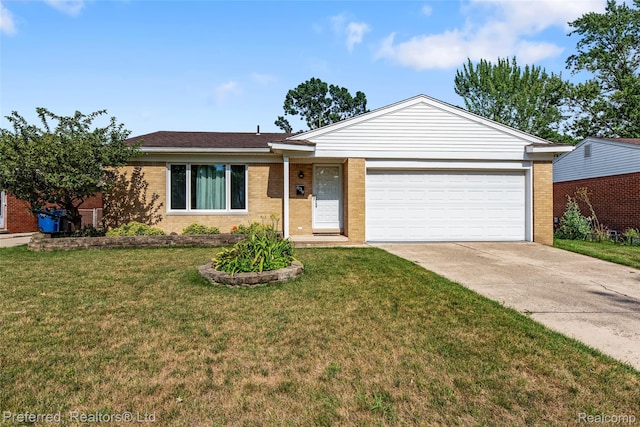 839 Judith St, Westland, MI 48186 - single story home featuring brick siding, concrete driveway, a garage, and a front lawn