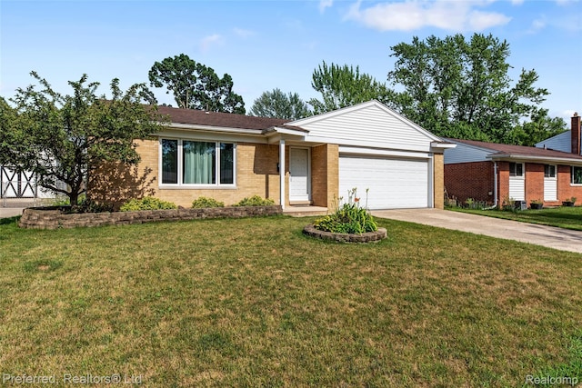 839 Judith St, Westland, MI 48186 - ranch-style house featuring an attached garage, driveway, brick siding, and a front lawn