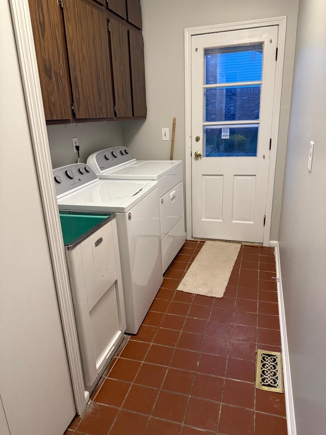 12806 Via Catherina Dr, Grand Blanc, MI 48439 - laundry room featuring cabinet space, separate washer and dryer, and dark tile patterned flooring
