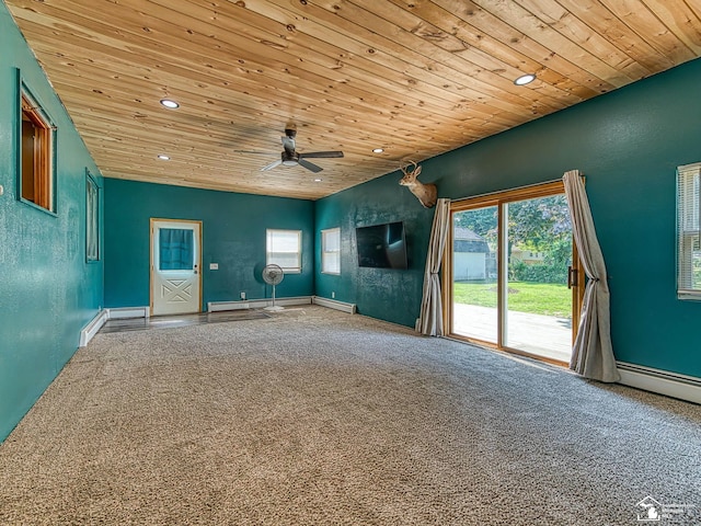 855 Mildred Ave, Temperance, MI 48182 - spare room with wooden ceiling, carpet, recessed lighting, a ceiling fan, and plenty of natural light