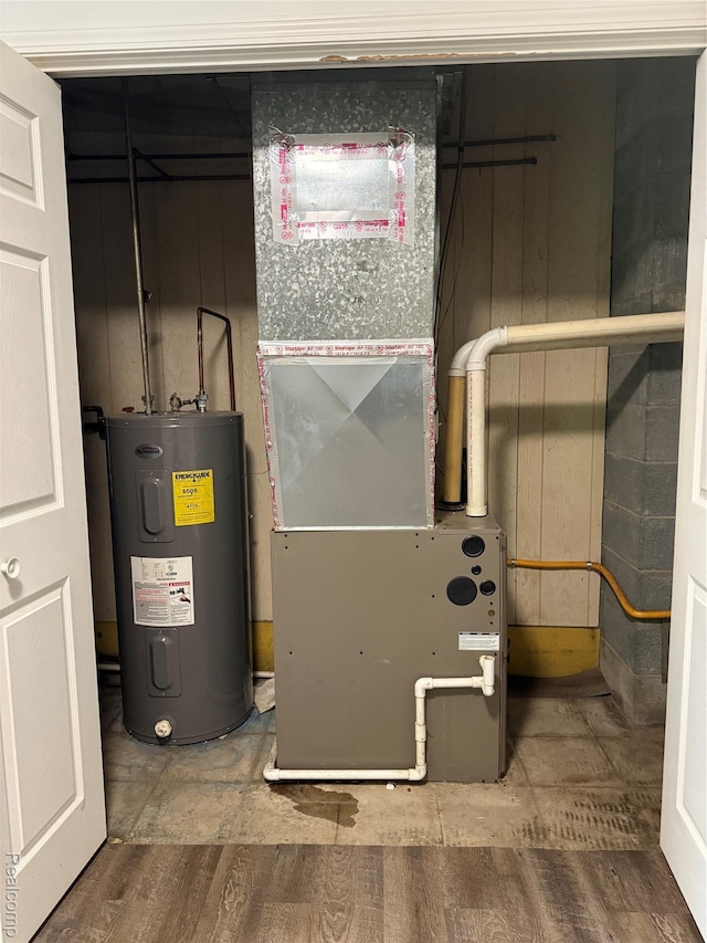 7601 Kimball Rd, Lyons, MI 48851 - utility room with electric water heater and heating unit