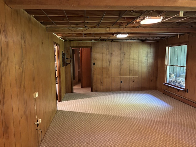 4442 Congdon Dr, Williamston, MI 48895 - below grade area with wood walls and a baseboard heating unit