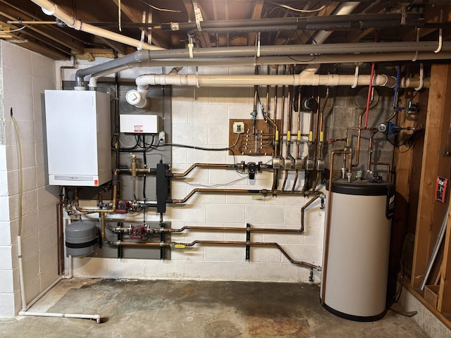 4442 Congdon Dr, Williamston, MI 48895 - utility room with tankless water heater and water heater