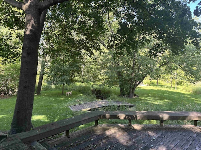 4442 Congdon Dr, Williamston, MI 48895 - wooden terrace featuring a lawn