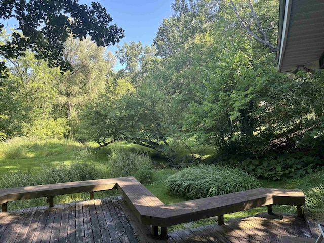 4442 Congdon Dr, Williamston, MI 48895 - wooden deck featuring a view of trees
