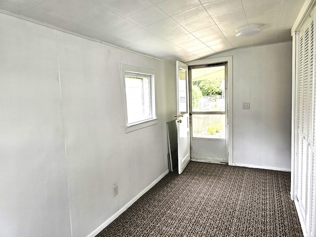 109 W Woodrow St, Fremont, MI 49412 - empty room featuring dark colored carpet and vaulted ceiling