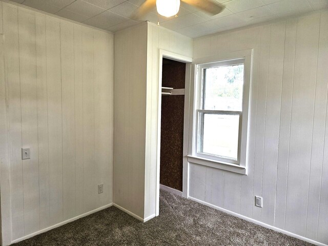109 W Woodrow St, Fremont, MI 49412 - unfurnished bedroom with dark carpet and wood walls