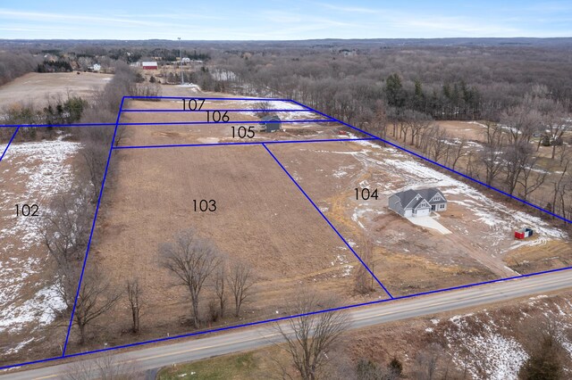 9520 Alaska Ave SE, Alto, MI 49302 - overview of rural landscape featuring property parcel outlined