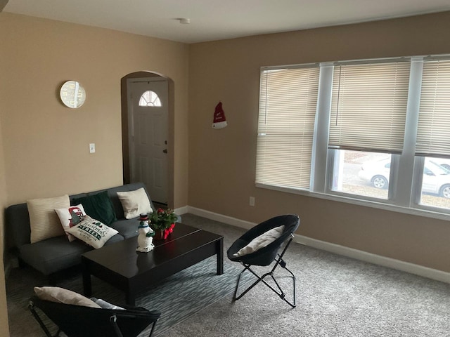 13564 Tuller St, Detroit, MI 48238 - carpeted living area with arched walkways and plenty of natural light