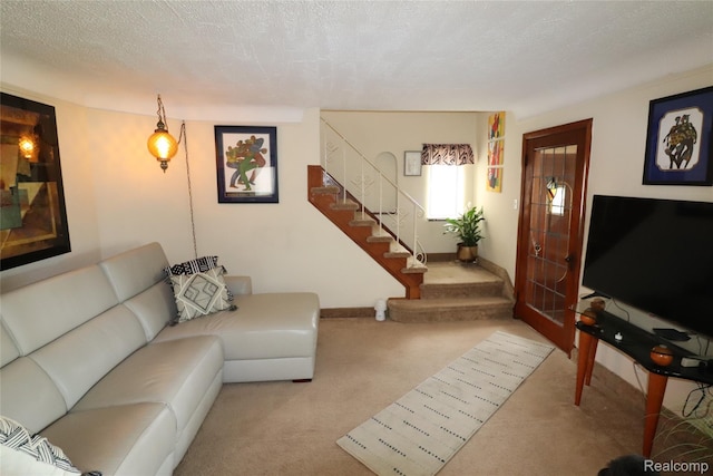 3685 W Outer Dr, Detroit, MI 48221 - living area featuring carpet floors and stairway
